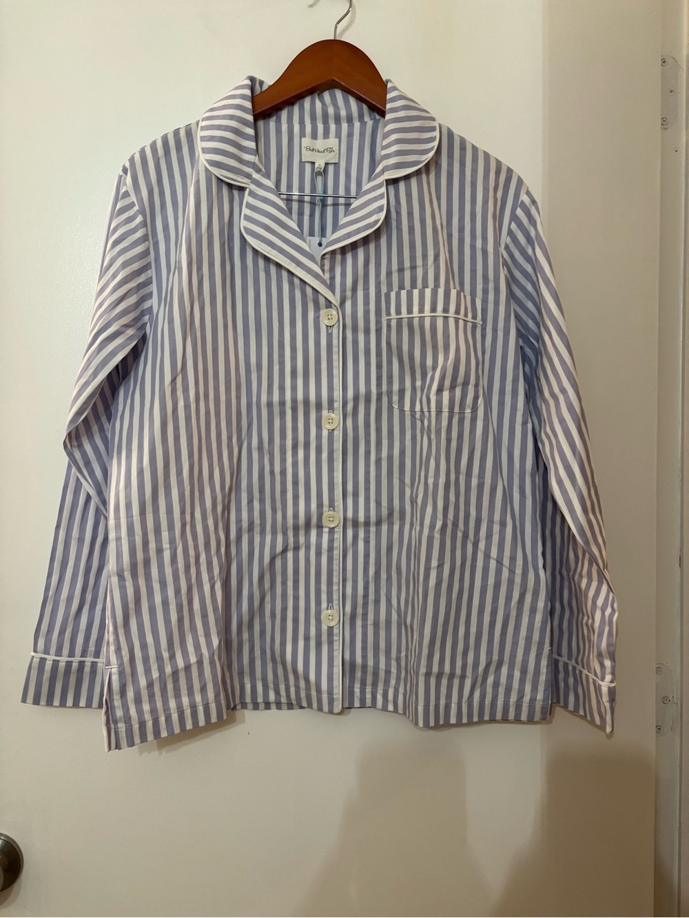 Bed Head PJs 100% Cotton Purple/White Stripe Pajama Top Women Size Small NWT